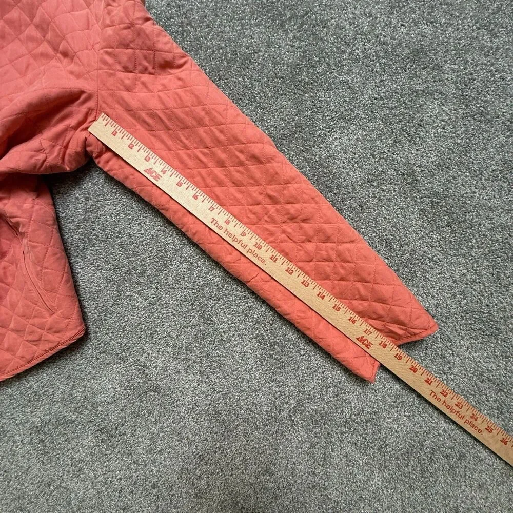 Bobby Chan Jacket Womens Sz M VTG Coral Zip Pockets Golf Quilted Lining